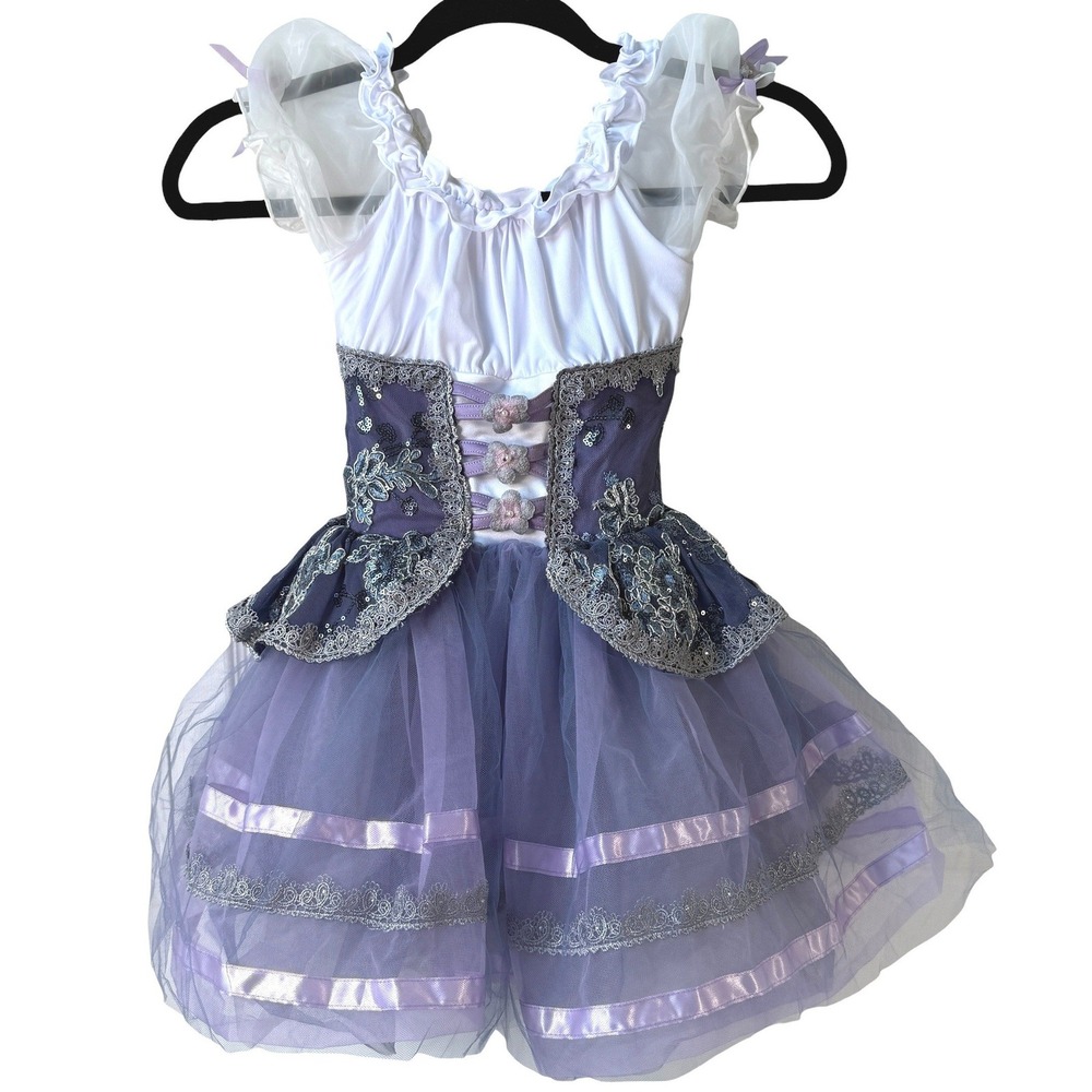 Weissman Girls Purple Pageant‎ Costume Dress XSC Sequin Lace Tulle Ballet Dance